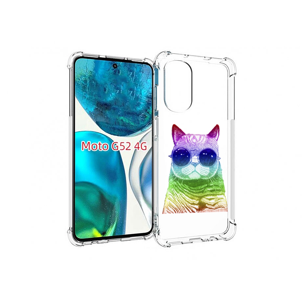 

Чехол MyPads Кот в очках для Motorola Moto G82 / Moto G52, Прозрачный, Tocco