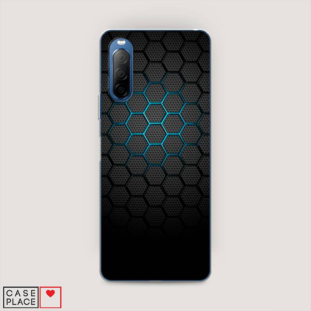 фото Силиконовый чехол "бирюзовые соты" на sony xperia 10 ii awog