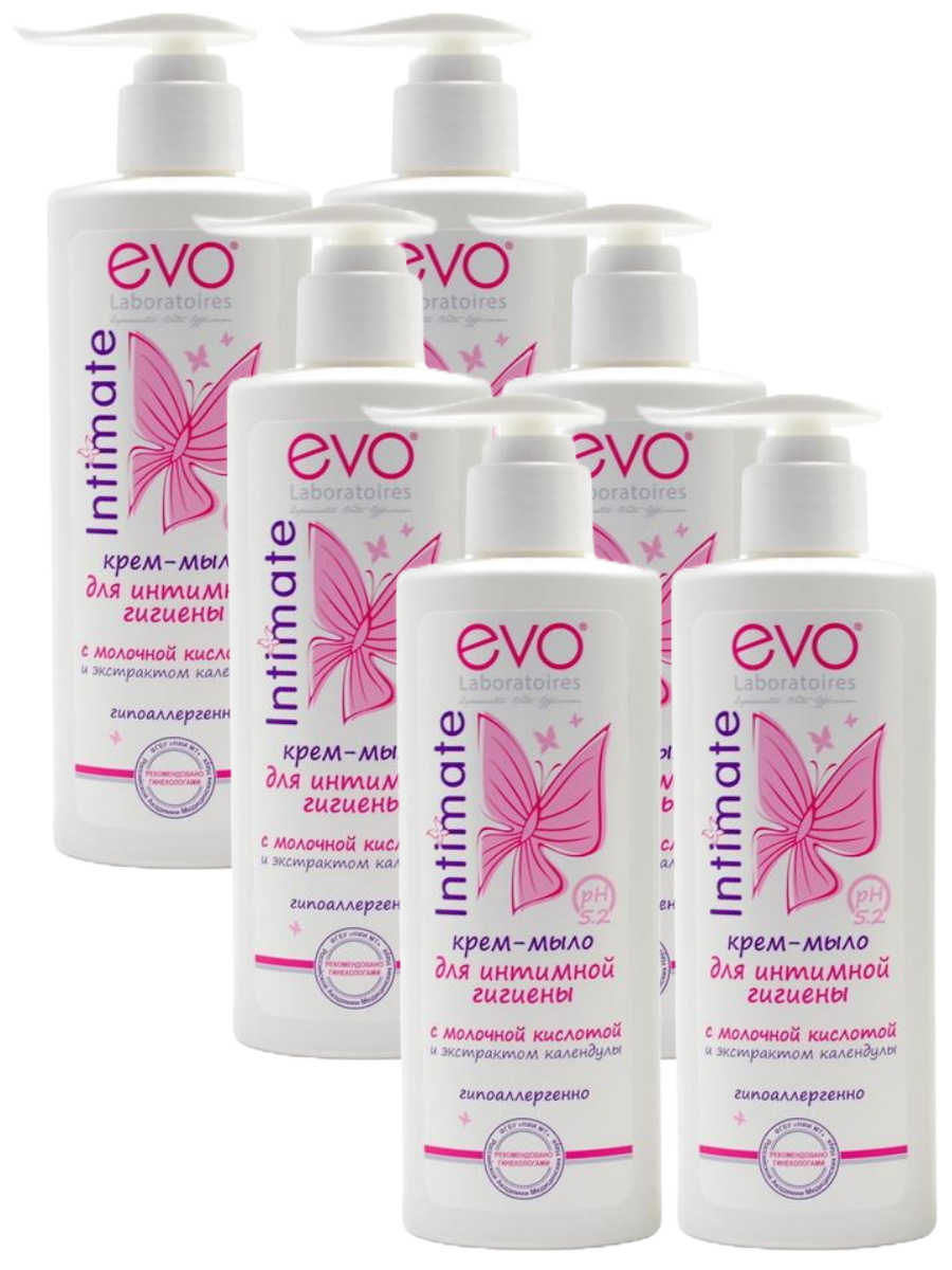 Комплект Evo Крем-мыло для интимной гигиены 200 мл х 6 шт мэтр крем для бритья с экстрактом лекарственных трав и пантенолом без консервантов и красителей 100 0