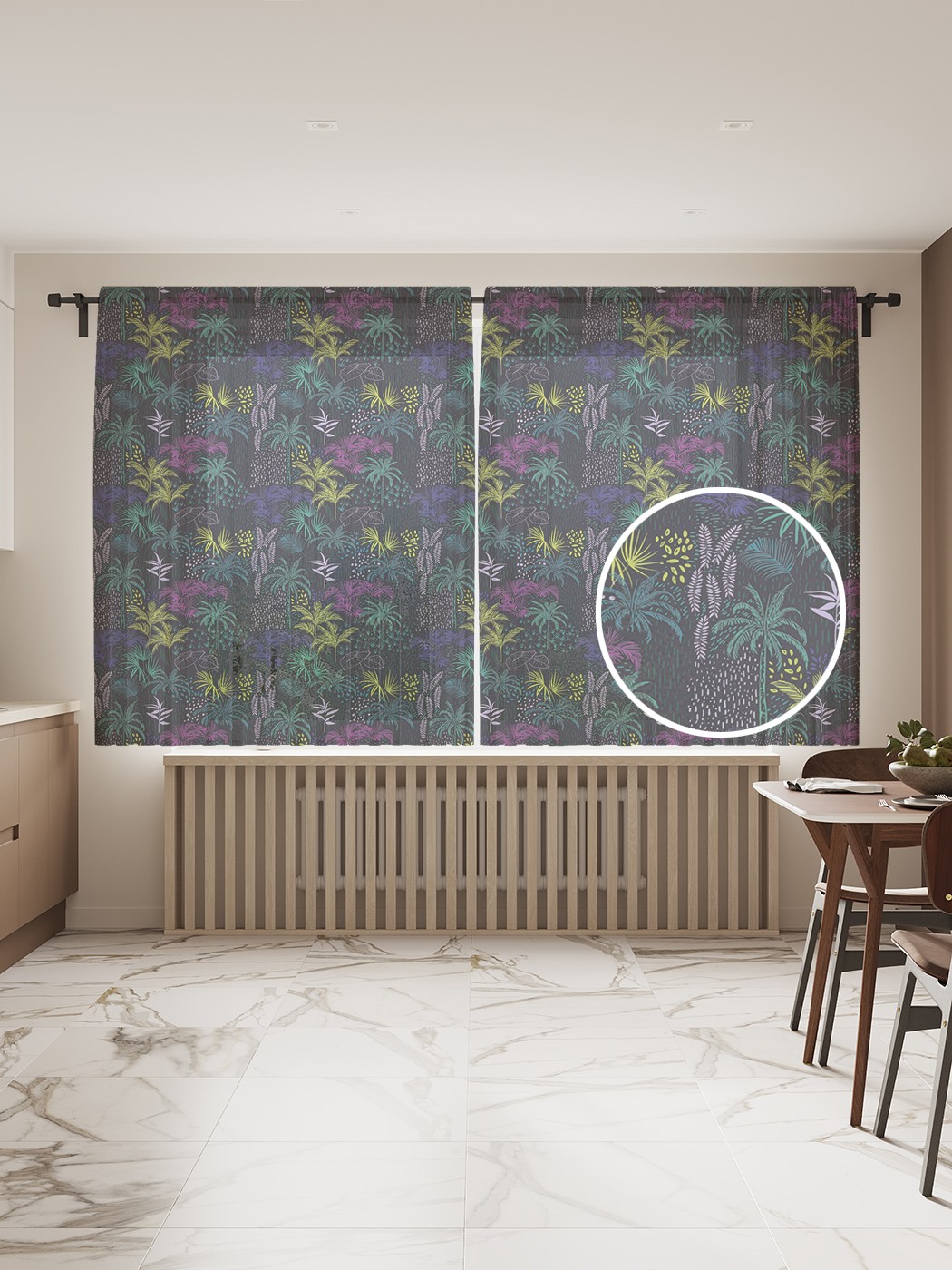 

Фототюль JoyArty "Ночные тропики", 145x180 см (2 полотна со шторной лентой + 50 крючков), Ночные тропики