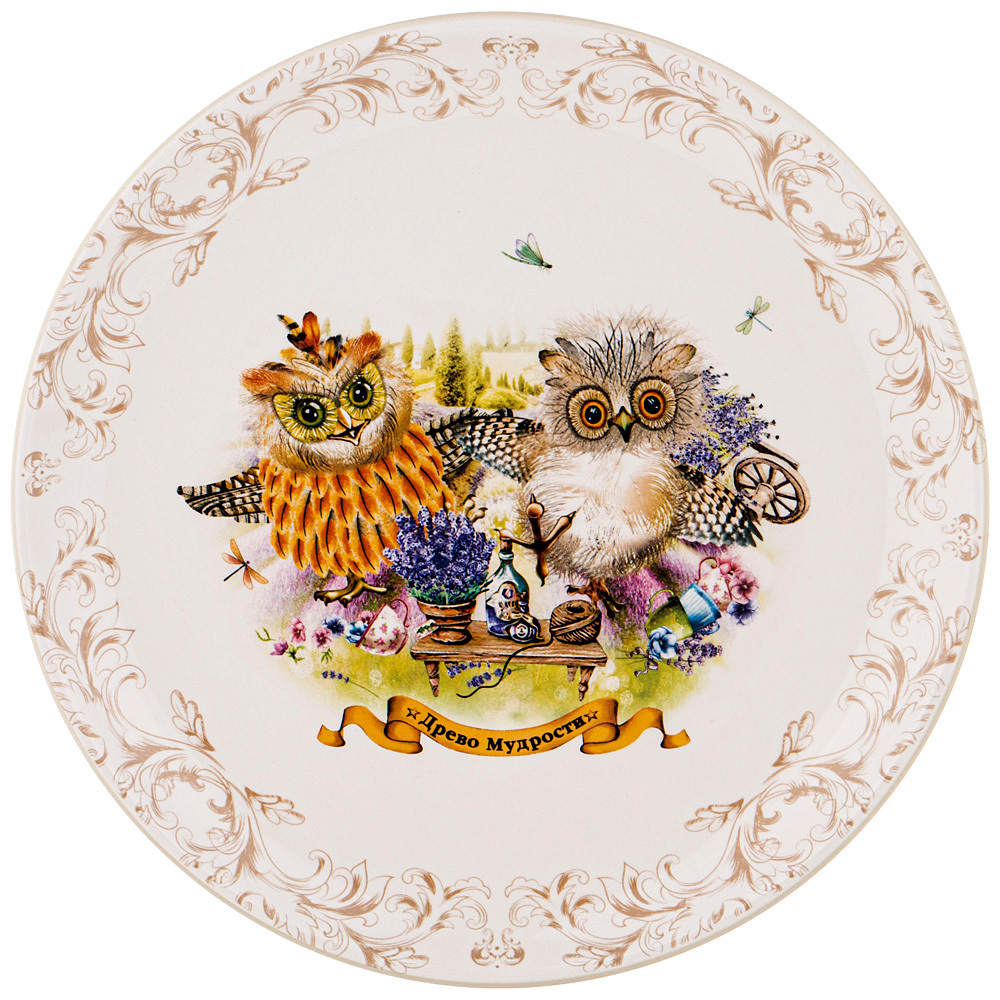 

Тарелка сервировочная Flando Дерево мудрости керамика, 26x26, бежевый, 1 шт