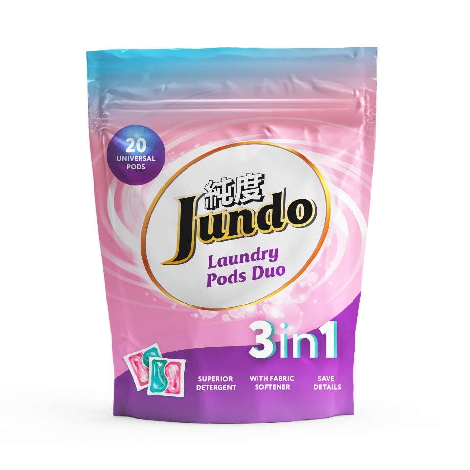 фото Jundo универсальные капсулы для стирки laundry pods duo 3в1, 20 штук