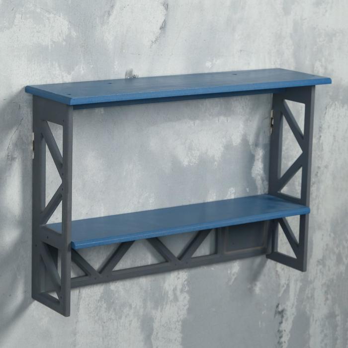 фото Полка лофт, двухъярусная, 49×33×14 см, синяя nobrand