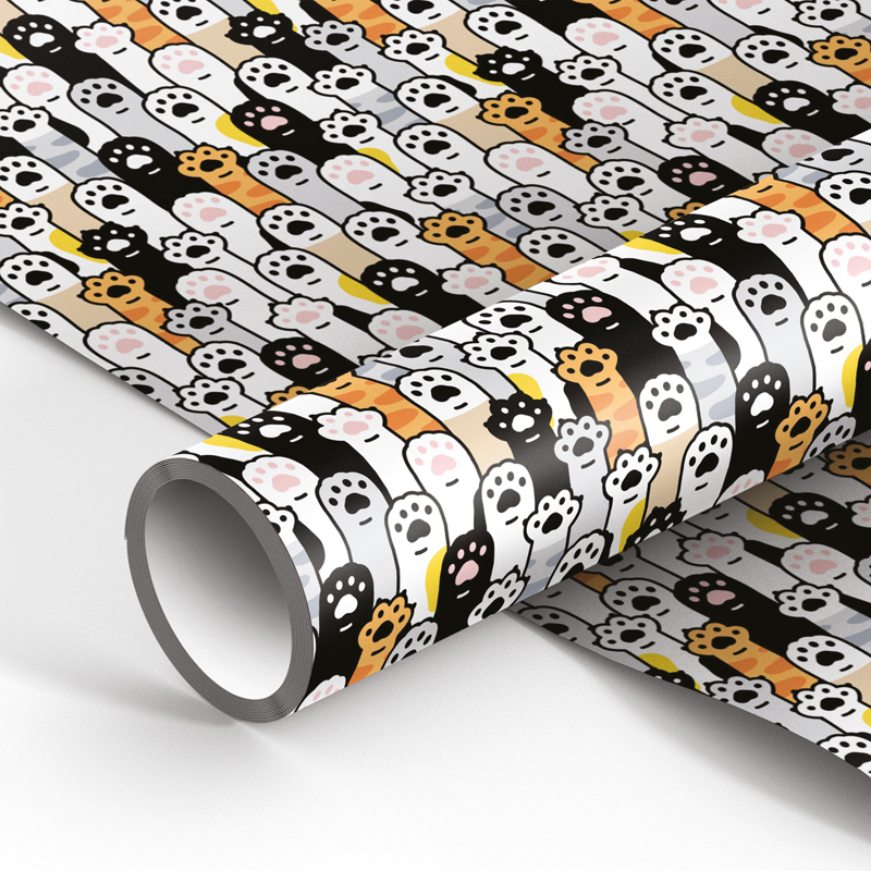 

Упаковочная бумага глянц. 70*100см, MESHU "Cute paws", 90г/м2, Разноцветный