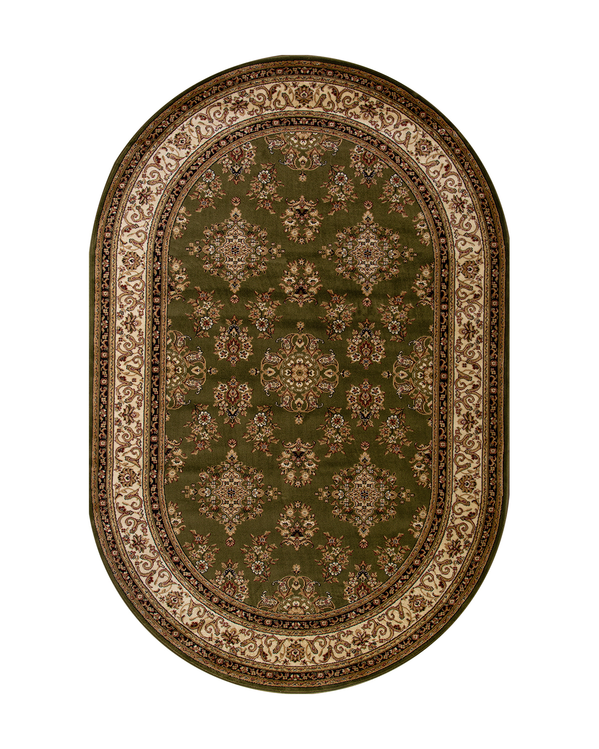 

Ковёр Merinos Olympos 80x150 овальный зелёный бежевый d064