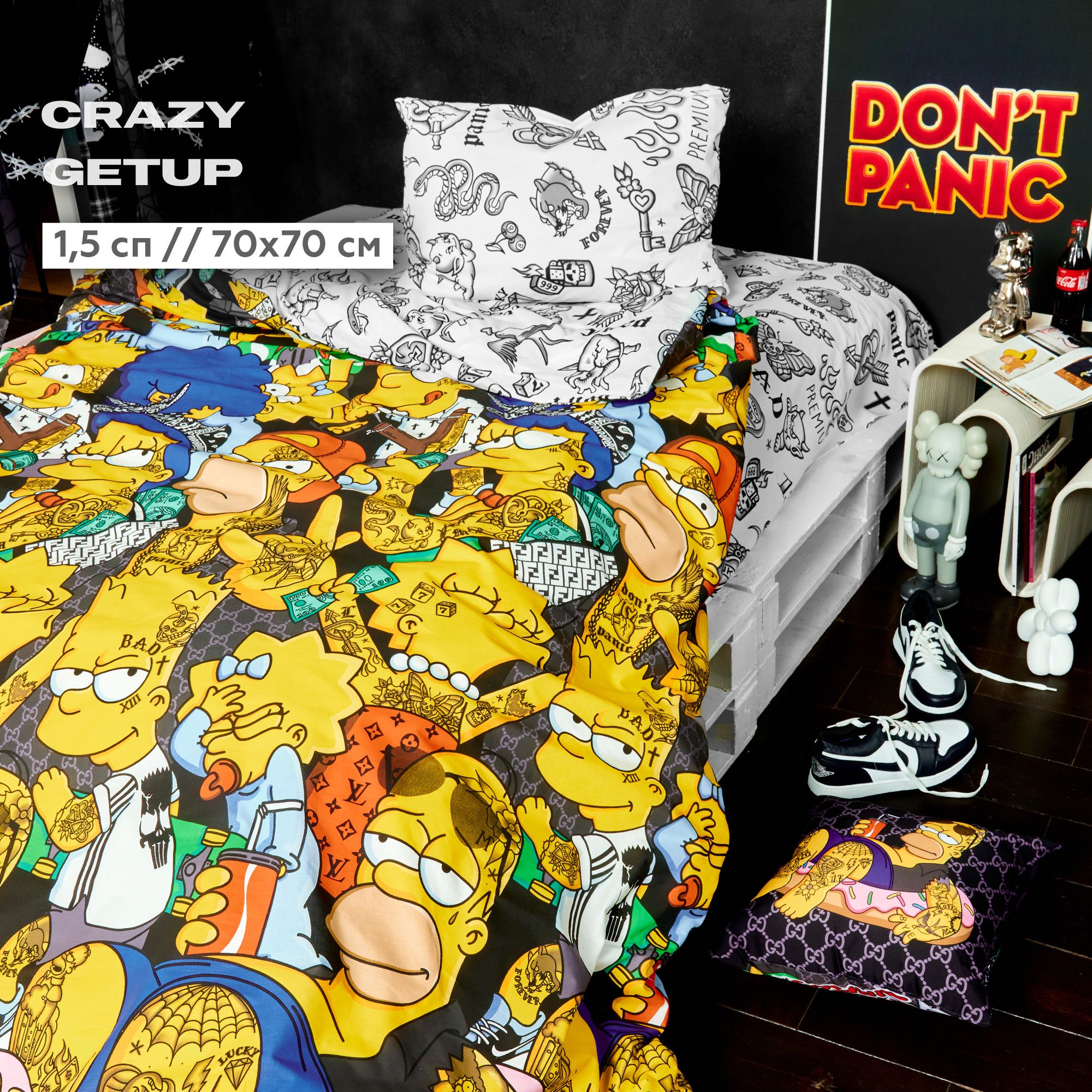 

Постельное белье 1.5 спальное перкаль "Crazy Getup" (70х70) рис. 16777-1/16778-1 Симпсоны, Crazy Getup перкаль