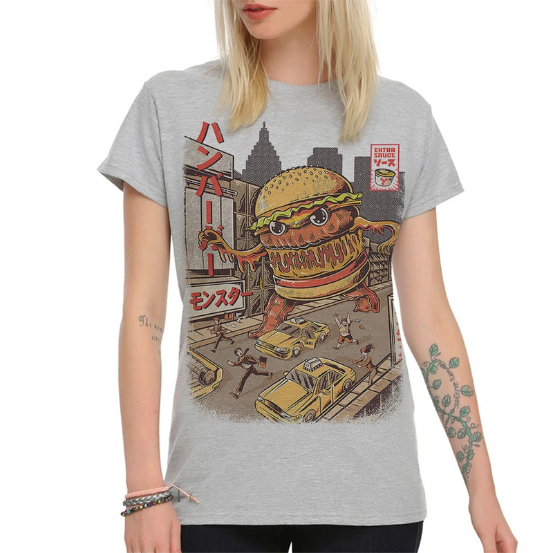 

Футболка женская Dream Shirts Бургер Атакует серая 3XL, Бургер Атакует