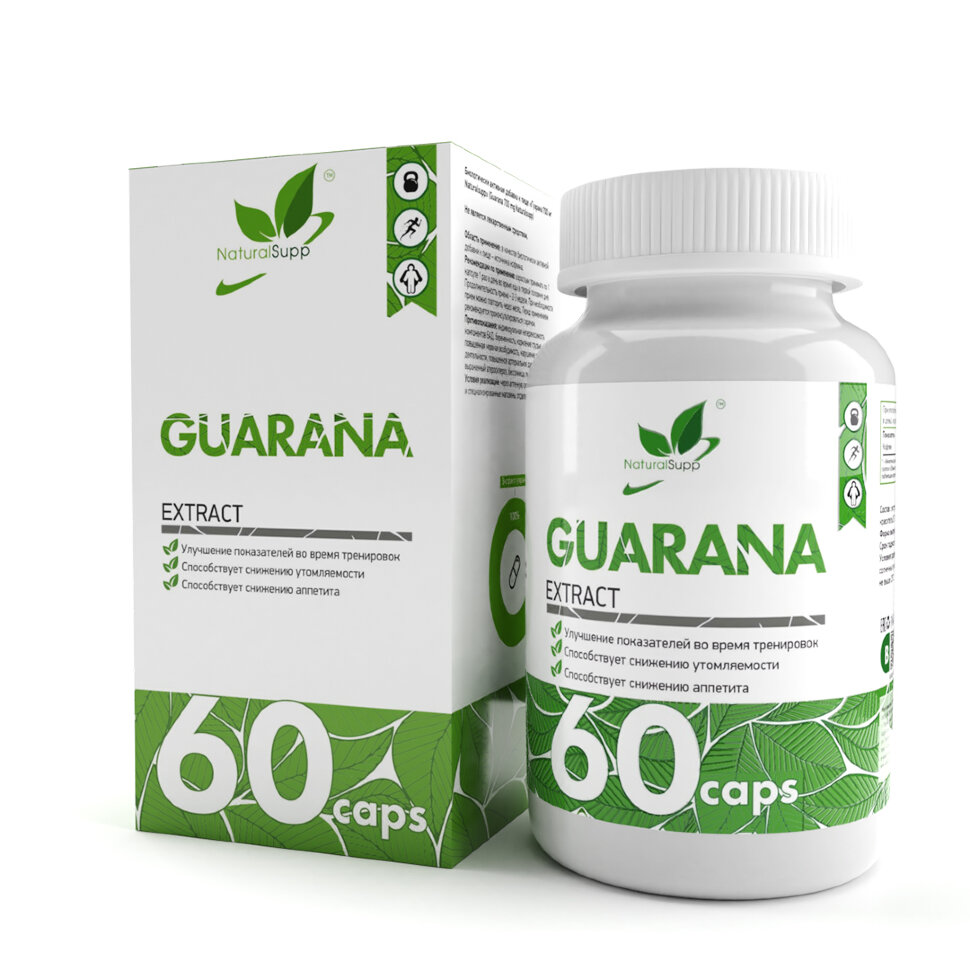 Энергетик NaturalSupp Guarana, 60 капсул, без вкуса