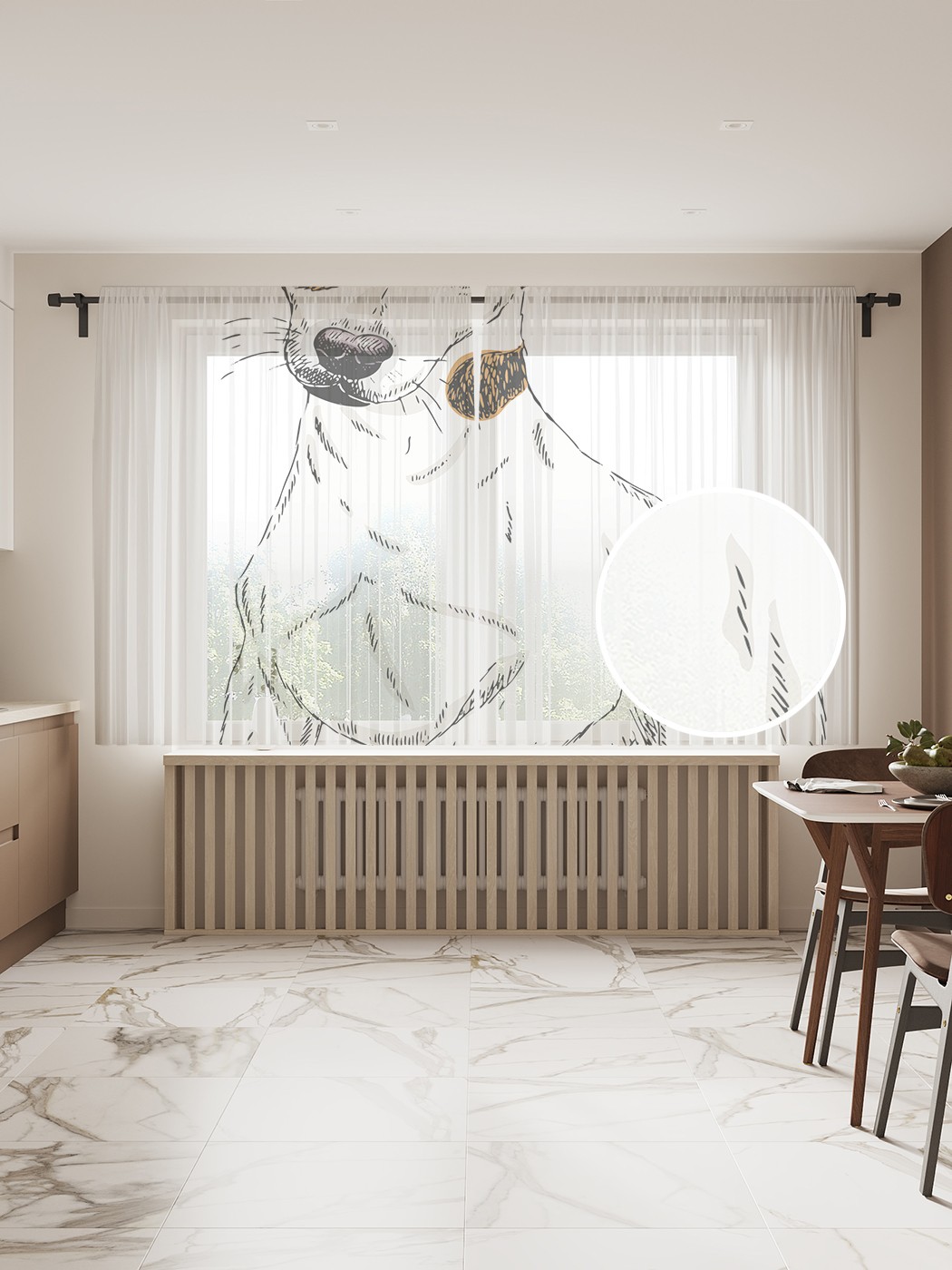 

Фототюль JoyArty "Милый джек рассел" 145x180см (2 полотна со шторной лентой + 50 крючков), Милый джек рассел