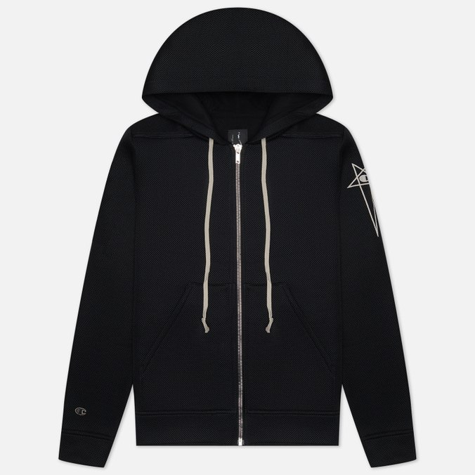 Мужская толстовка Rick Owens x Champion Jason's Hoodie 3D Mesh чёрный, Размер XL