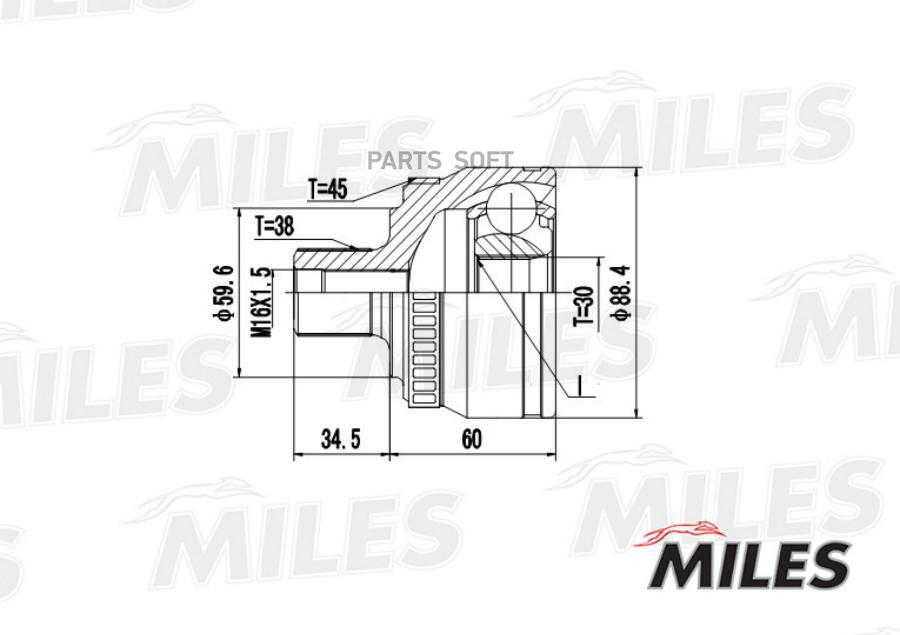 

Шрус Наружный Audi A4/Vw Passat 2.3-2.8 96-01 (С Abs) (Gkn 301956) Ga20039 Miles арт. GA20