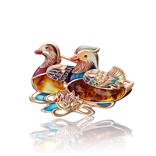 

Брошь из золота PLATINA jewelry 04-0199-00-271-1110-46, янтарь\эмаль, 04-0199-00-271-1110-46