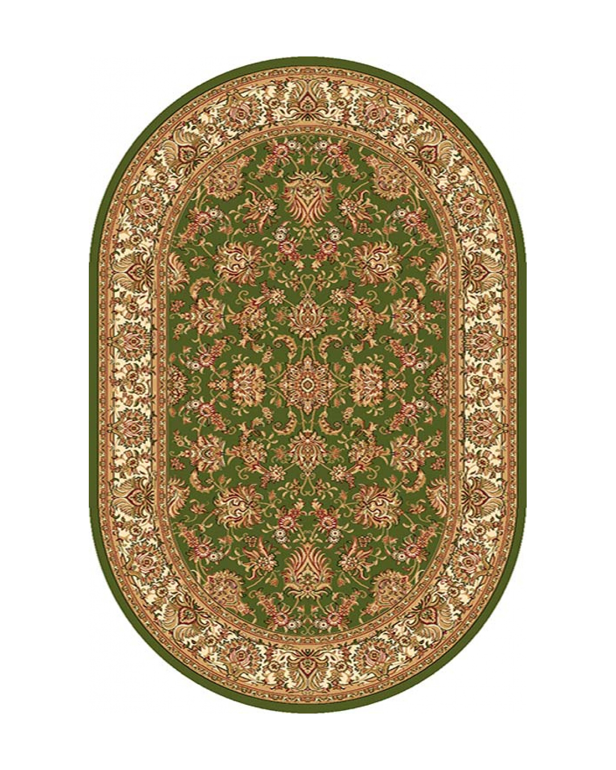 

Ковёр Merinos Olympos 80x150 овальный зелёный кремовый D401