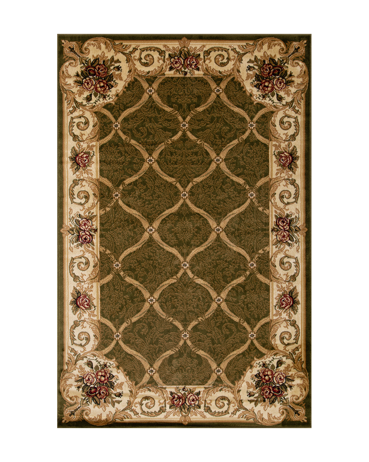 

Ковёр Merinos Olympos 80x150 прямоугольный зелёный бежевый D468