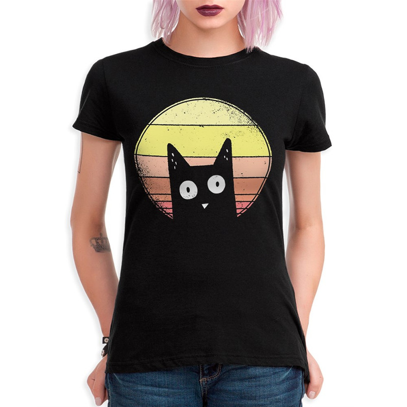 

Футболка женская Dream Shirts Удивленнный Кот черная S, Черный, Удивленнный Кот