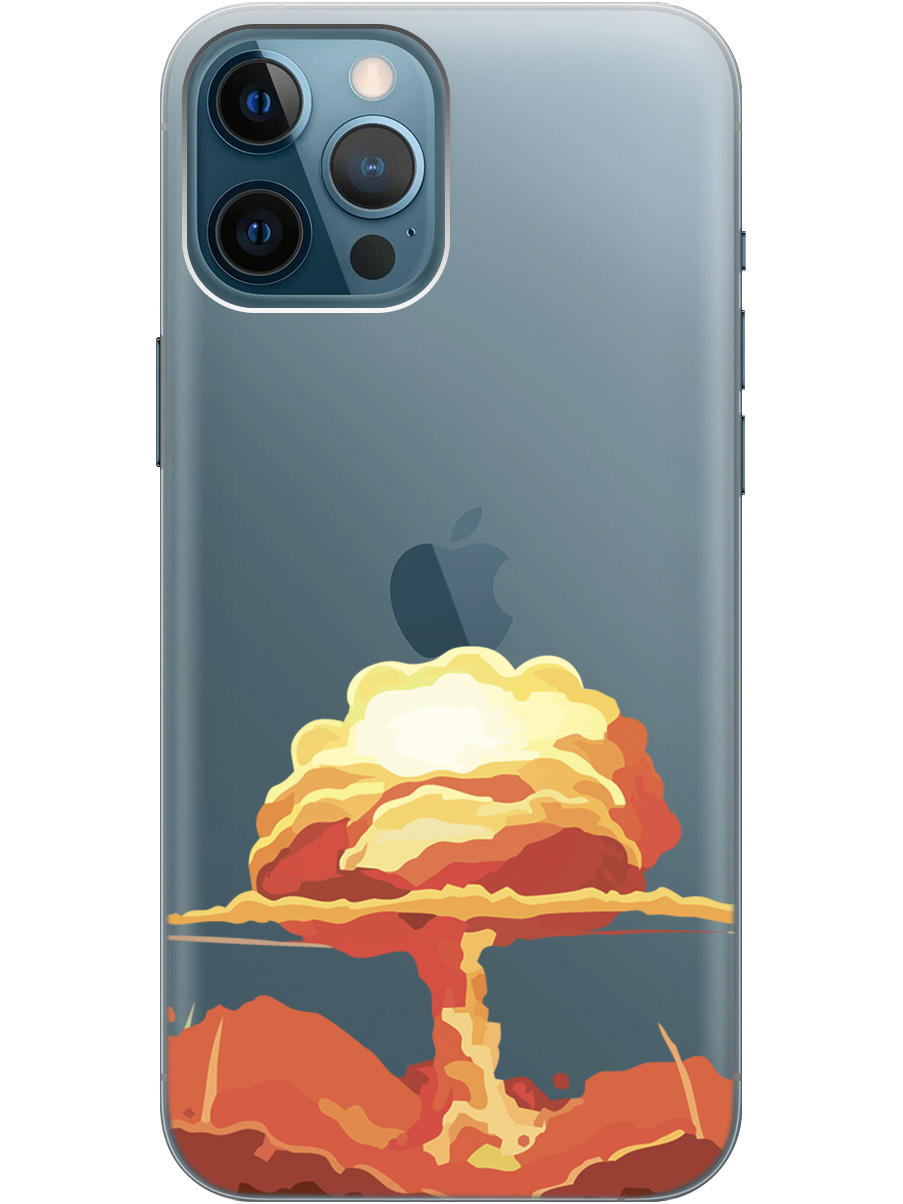 

Чехол на Apple iPhone 12 Pro Max силиконовый с принтом "Boom", Прозрачный;красный, 20000398