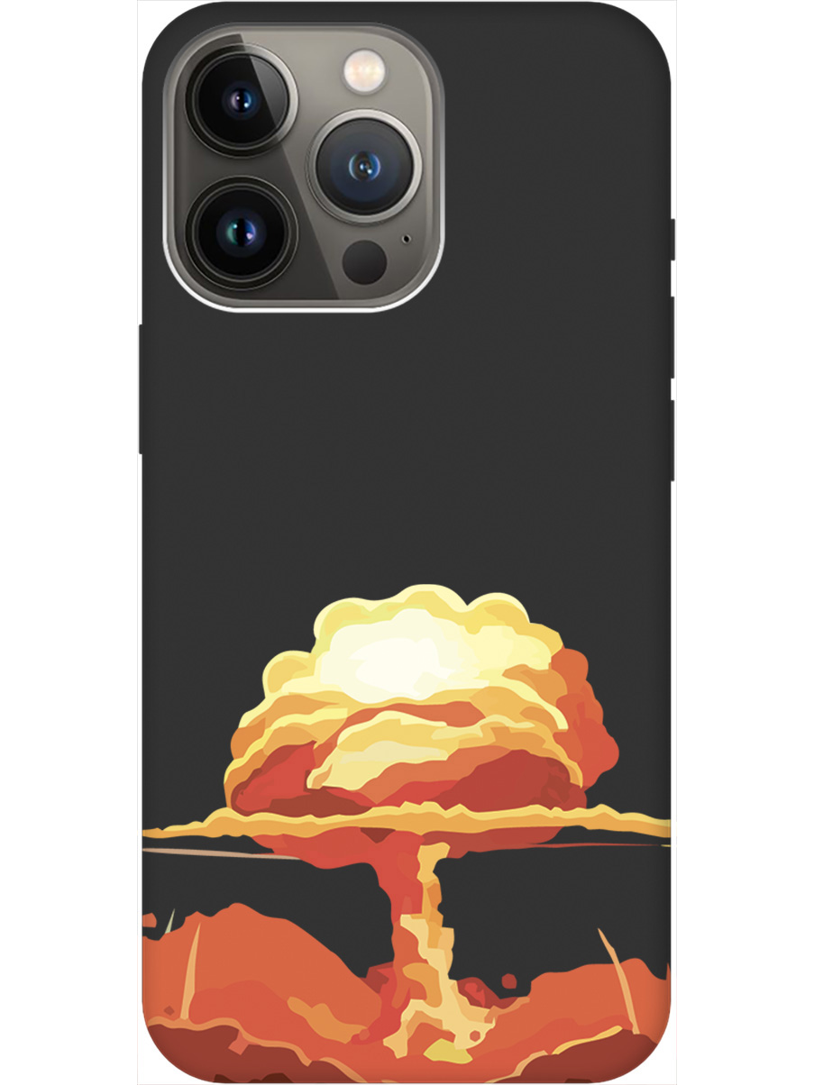 

Чехол на Apple iPhone 13 Pro Max силиконовый матовый Soft Touch с принтом "Boom", Черный;красный, 20000285