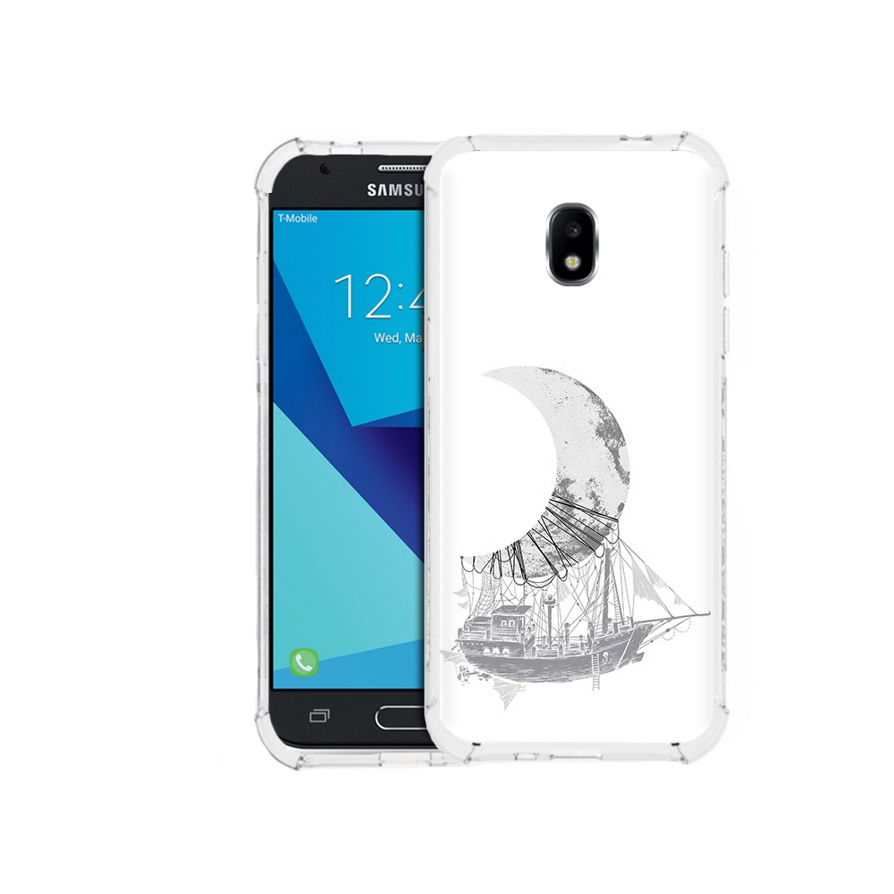

Чехол MyPads Tocco для Samsung Galaxy J3 (2017) черно белый корабль полумесяц, Прозрачный, Tocco