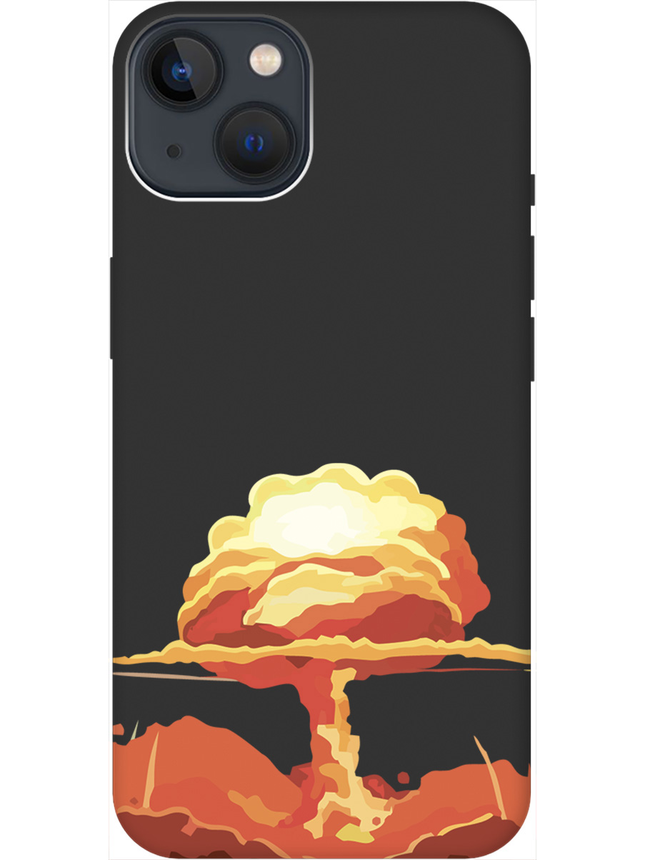 

Чехол на Apple iPhone 14 Plus силиконовый матовый Soft Touch с принтом "Boom", Черный;красный, 20000253