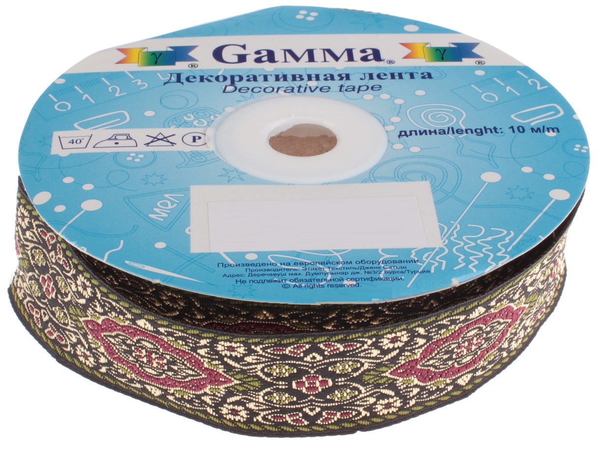 Gamma 18. Гамма 0018. Gamma жаккардовая лента цвет черный и желтый.