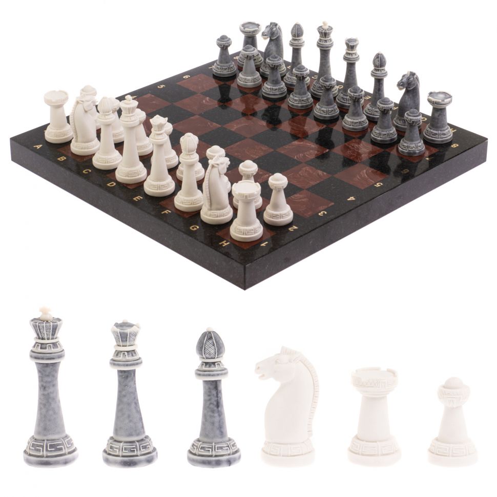 

Шахматы Уральский сувенир Стаунтон из мрамолита 40х40 см лемезит змеевик