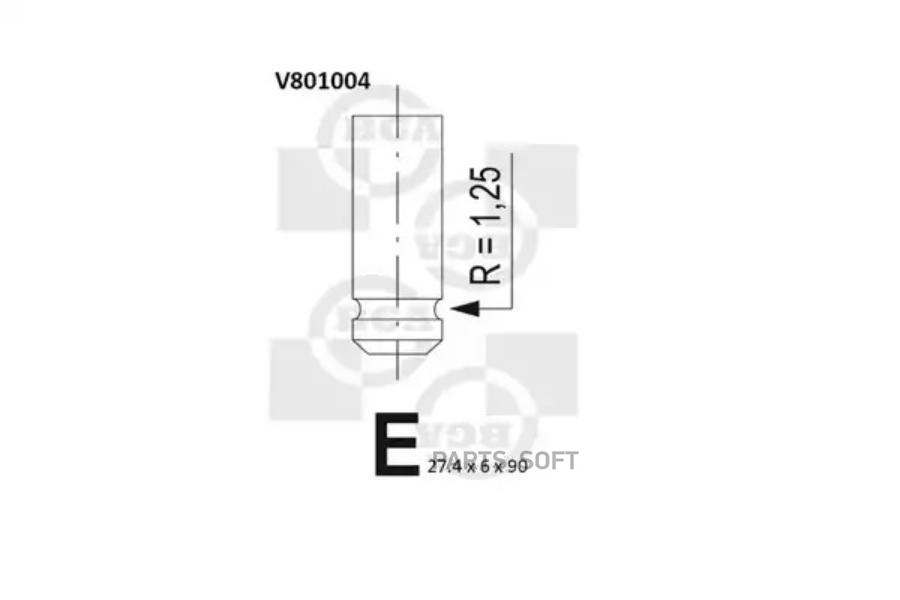V801004_клапан 27.4x6x90 Rov 218/418/25/45/75/825 1.8i-2.5i 96-03 Ex Bga арт.V801004