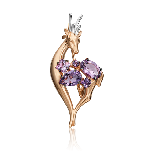 

Брошь из золота PLATINA jewelry 04-0235-00-203-1110-57, аметист, 04-0235-00-203-1110-57