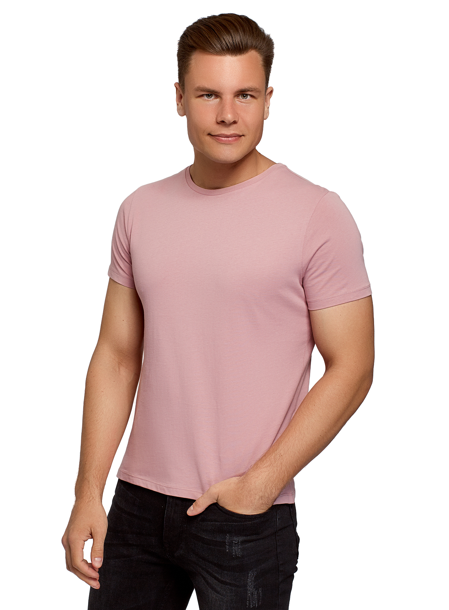 

Футболка мужская oodji 5B621002M розовая 2XL, 5B621002M
