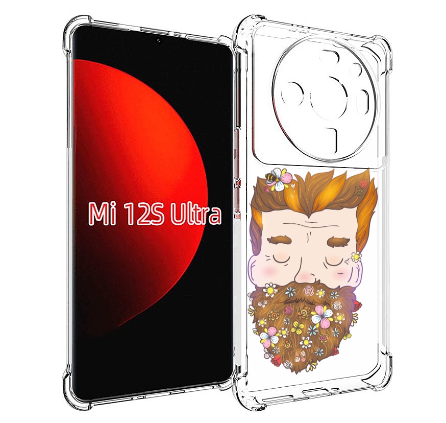 

Чехол MyPads мужчина с цветами в бороде для Xiaomi 12S Ultra, Прозрачный, Tocco