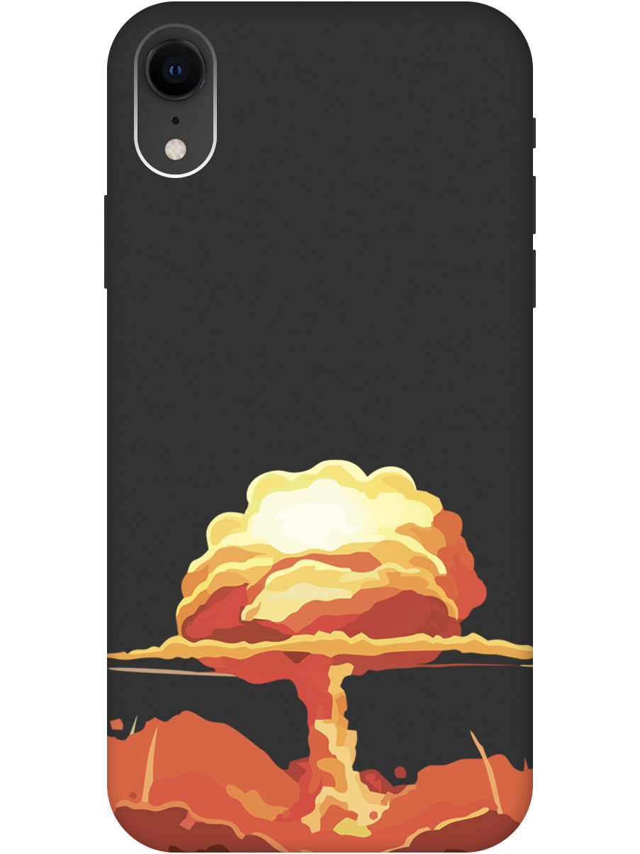 

Чехол на Apple iPhone XR силиконовый матовый Soft Touch с принтом "Boom", Черный;красный, 20000549