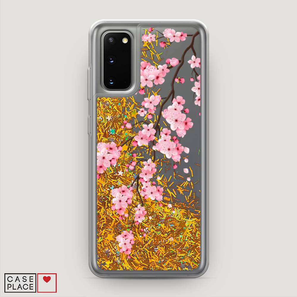 

Жидкий чехол с блестками "Розовая сакура" на Samsung Galaxy S20, 29290-1