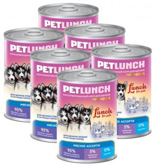 

Lunch for pets корм для щенков Мясо молодых бычков в желе 850г х 6шт