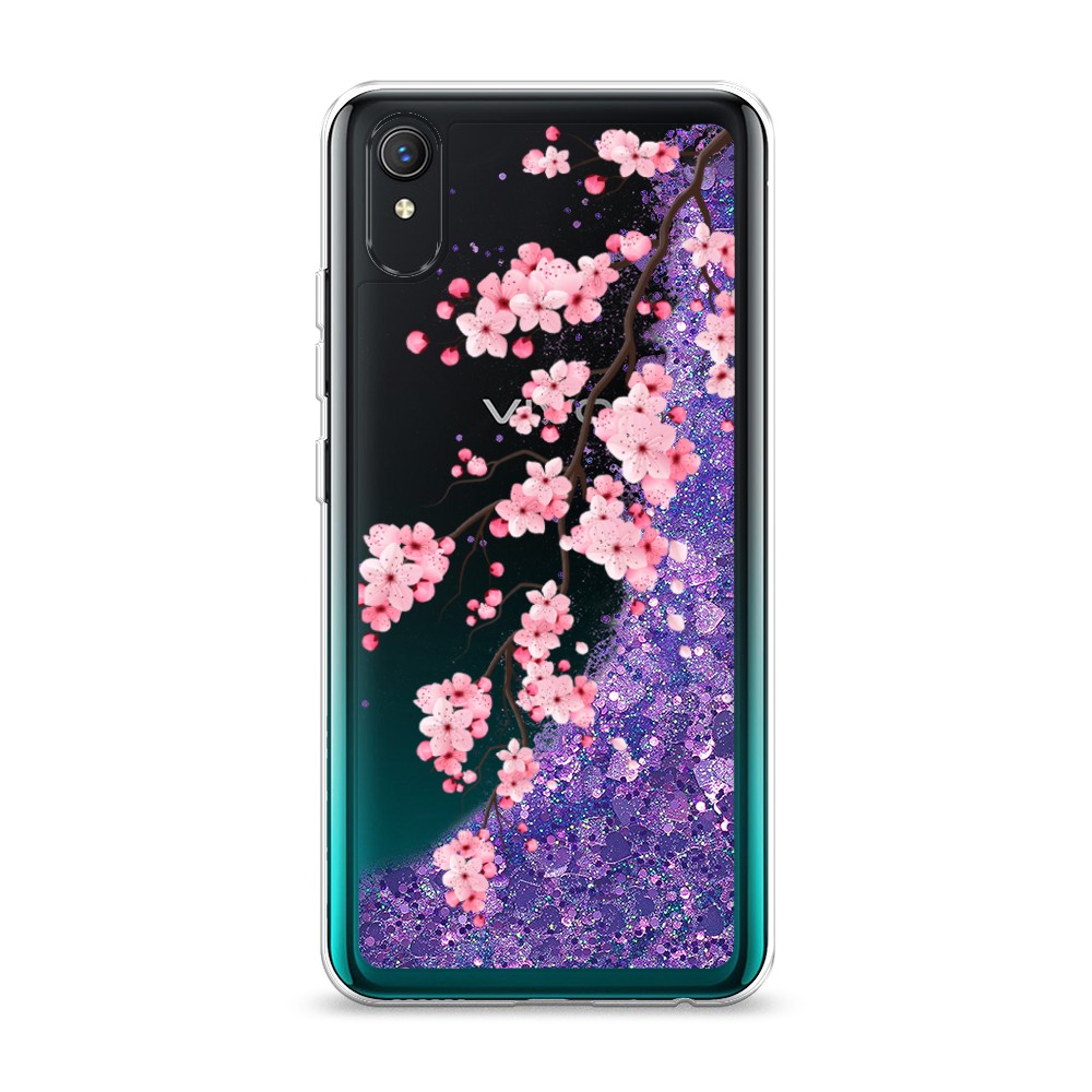 

Жидкий чехол с блестками "Розовая сакура" на Vivo Y1s, 263292-1