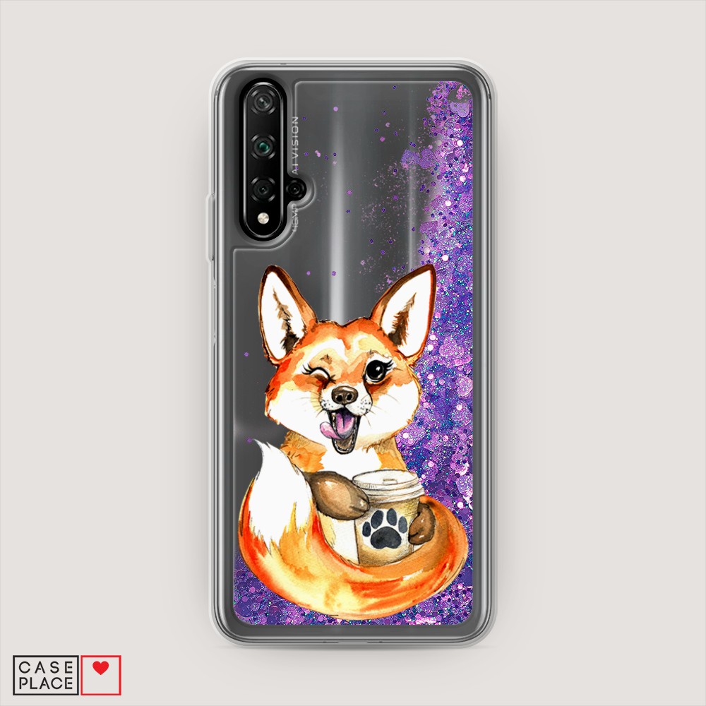 

Чехол Awog на Honor 20/Huawei Nova 5T "Подмигивающая лиса с кофе", Разноцветный, 69592-1
