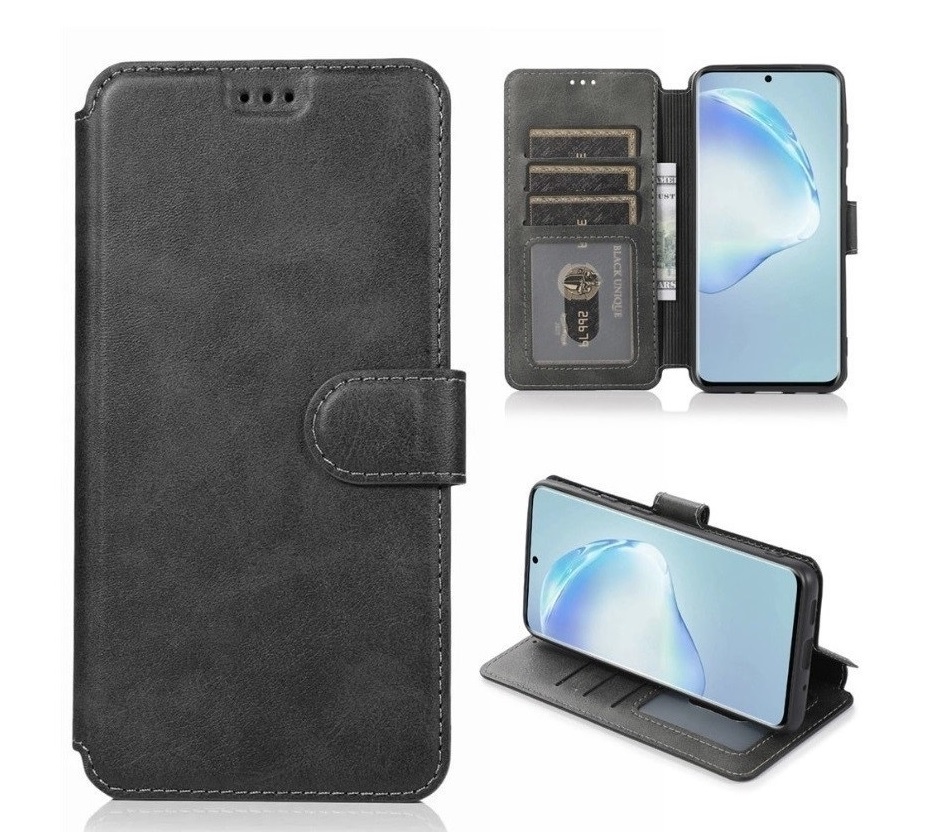 

Чехол книжка для Tecno Pova 4 Pro кожаный черный с магнитной застежкой
