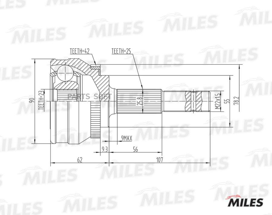 

Шрус Наружный Nissan Sunny 1.6-2.0 90-95 (С Abs) (Gkn 303336) Ga20336 Miles арт. GA20336