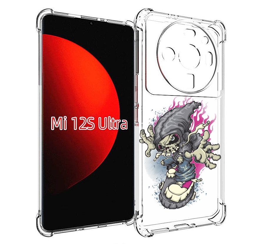 

Чехол MyPads нарисованный скелет на скейт борде для Xiaomi 12S Ultra, Прозрачный, Tocco