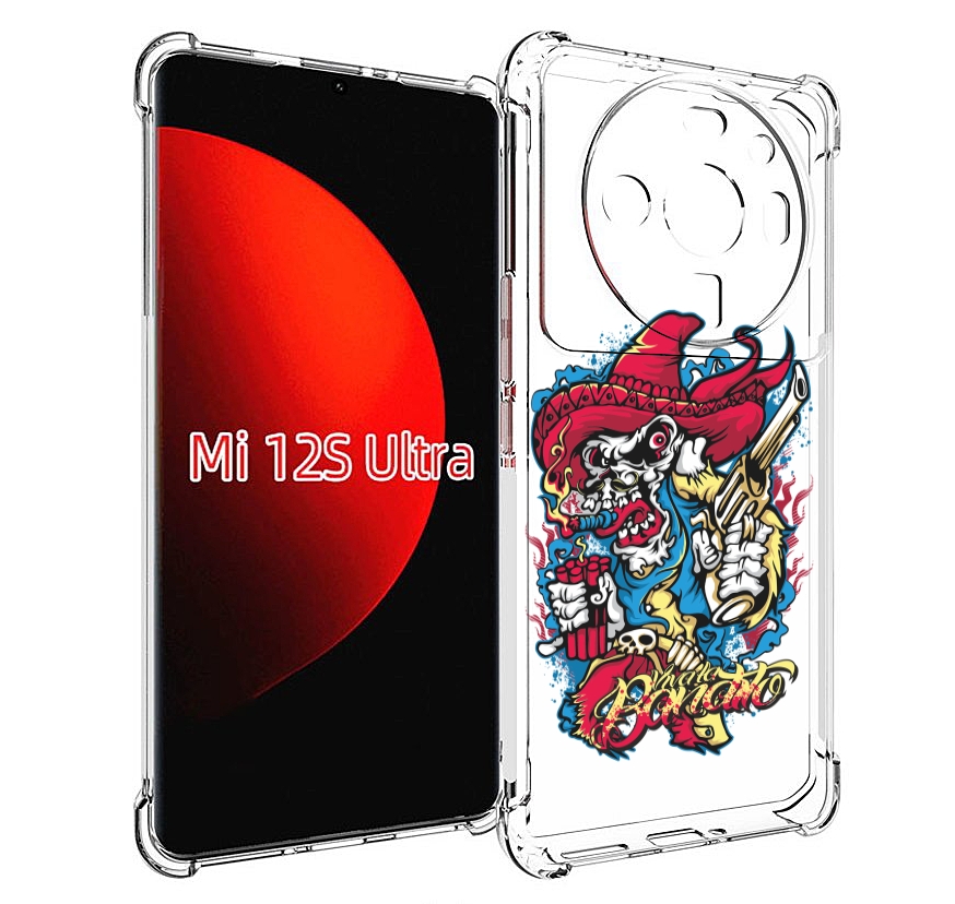 

Чехол MyPads нарисованный скелет с писталетом для Xiaomi 12S Ultra, Прозрачный, Tocco
