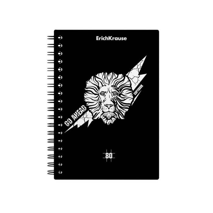 

Тетрадь А6 (102 x 146 мм), 80 л в кл на гребне ErichKrause Go Аhead Black and White, пласт