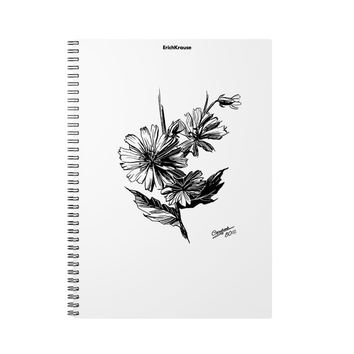 

Тетрадь А5, 80 л в кл на гребне ErichKrause Blossom Black and White, пласт обл, тисн песок