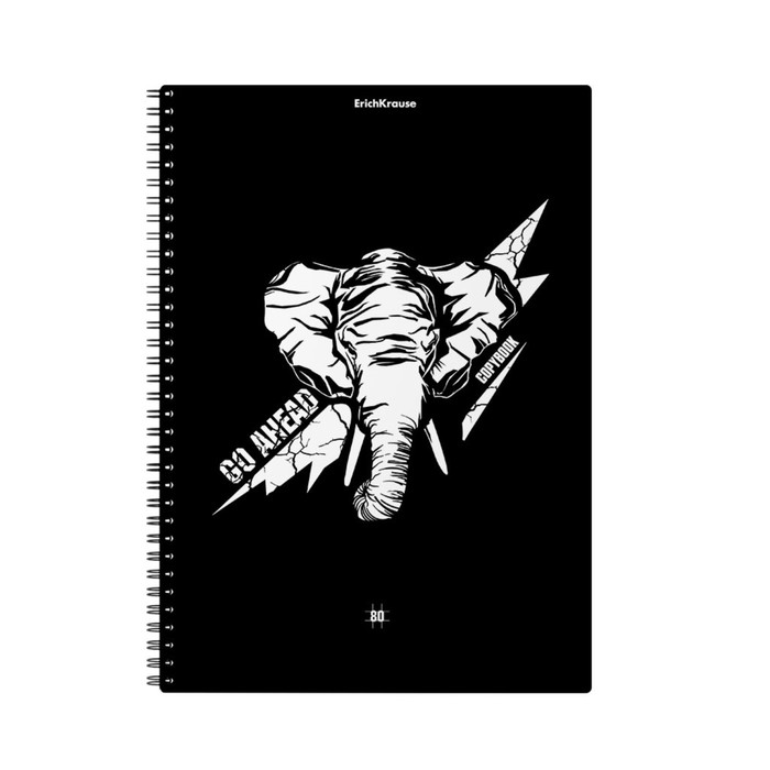

Тетрадь А4, 80 л в кл на гребне ErichKrause Go Аhead Black and White, пласт обл, тисн песо