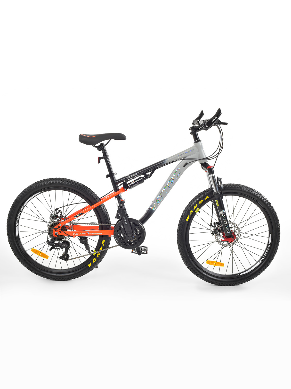 Велосипед VETRO SPORT VT660 2024, рост 130-165, черный-серый-оранжевый