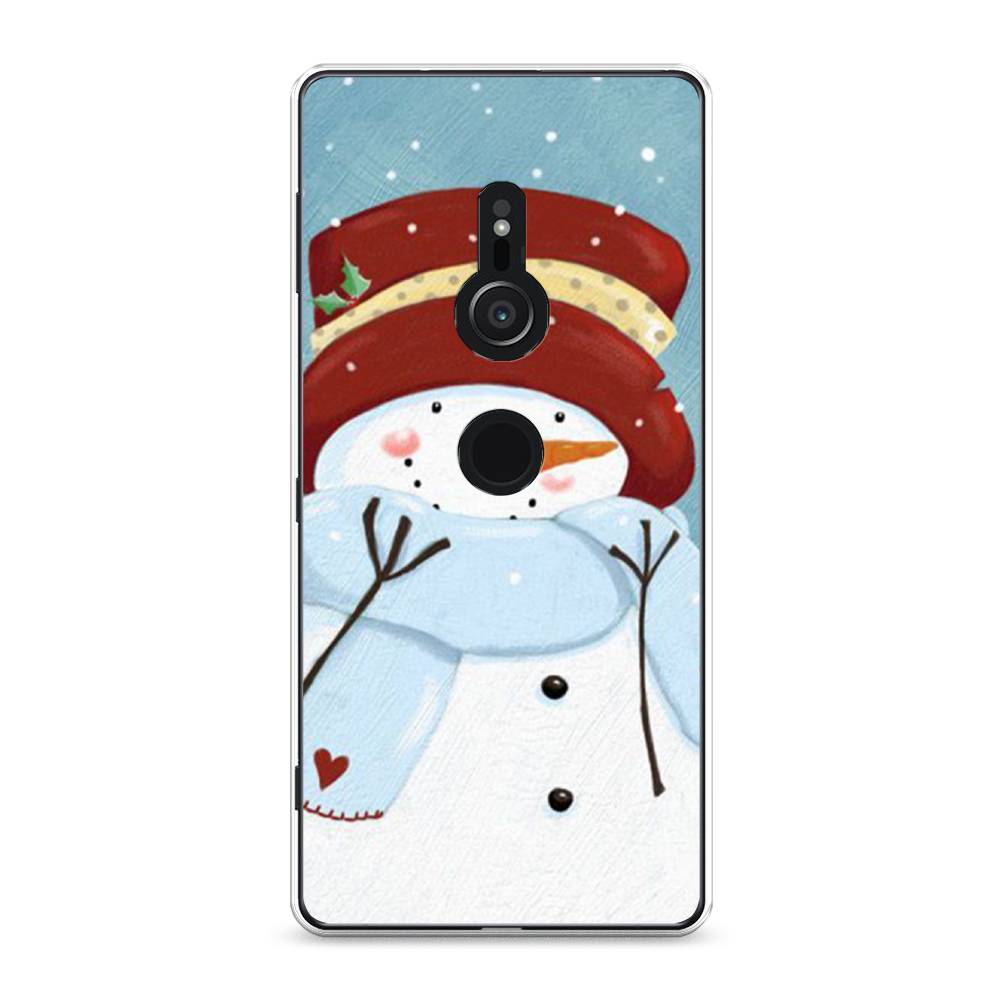 

Чехол для Sony Xperia XZ2 "Застенчивый снеговик", Голубой;белый;красный, 52850-5