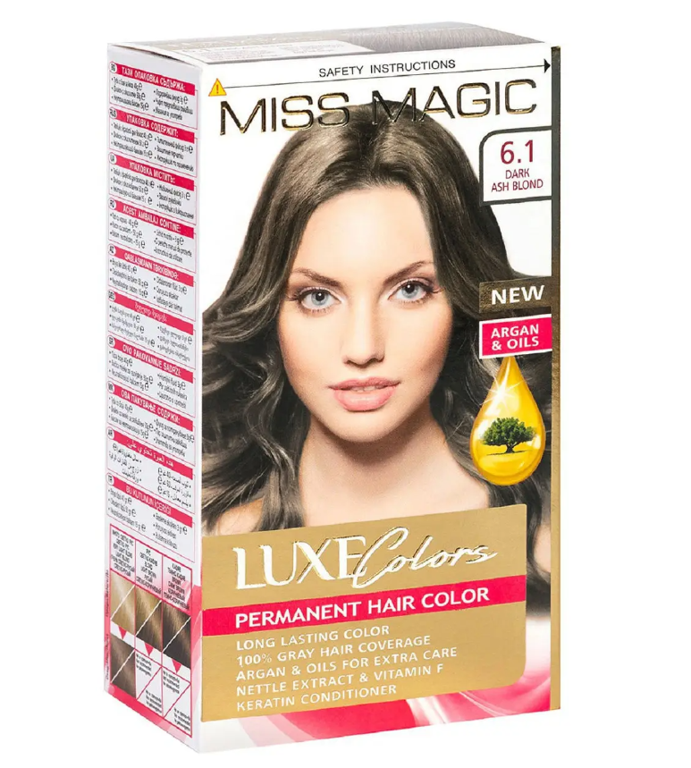 фото Краска для волос miss magic luxe colors 6.1 пепельно-русый 108 мл