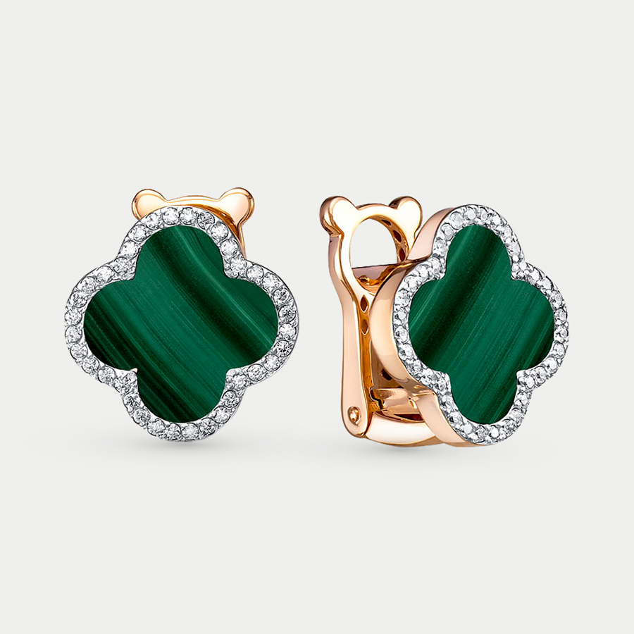 

Серьги из красного золота Berger 120362 м, фианит, 120362 м