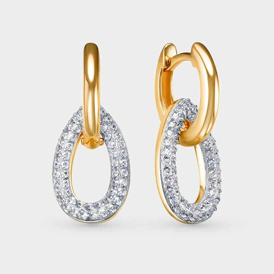 

Серьги из желтого золота Berger л120223, фианит, л120223