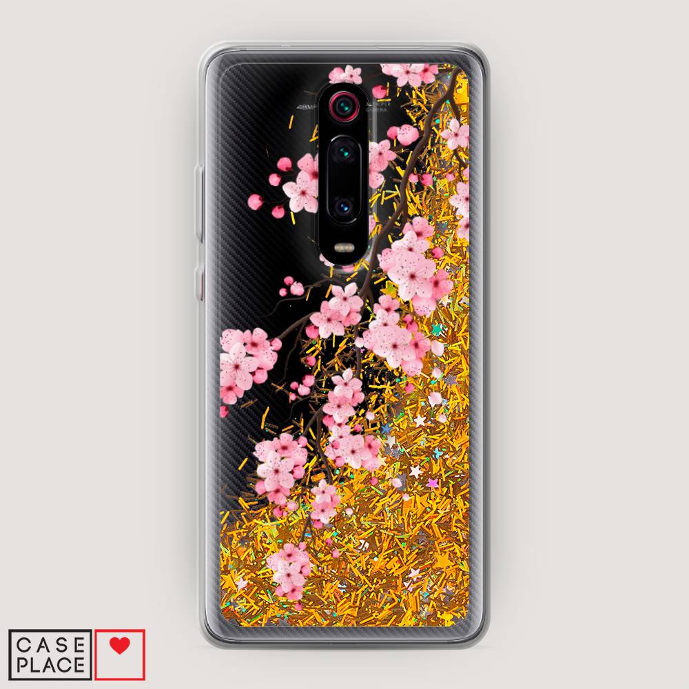 

Жидкий чехол с блестками "Розовая сакура" на Xiaomi Mi 9T Pro, 35890-1