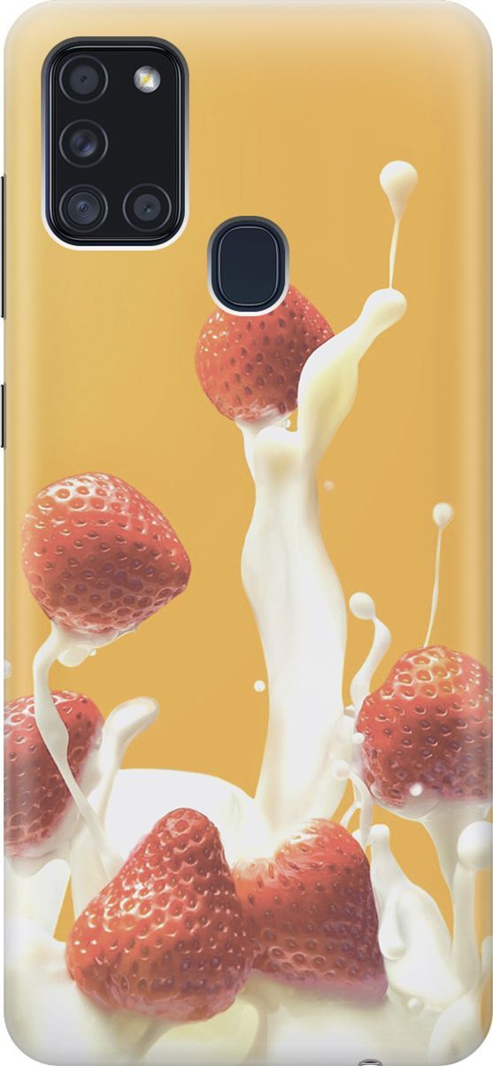 

Силиконовый чехол на Samsung Galaxy A21s "Клубника и сливки", Белый;желтый, 7074