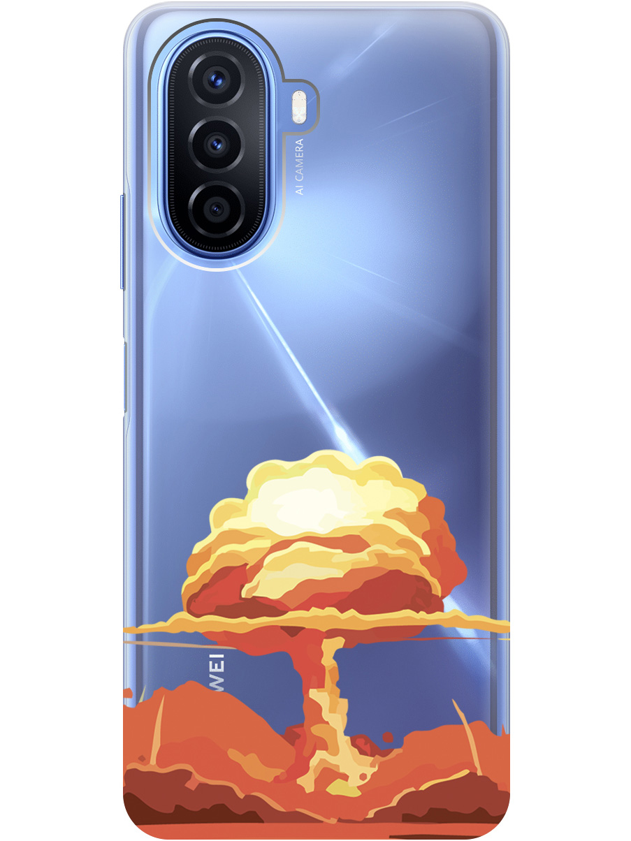 

Чехол на Huawei nova Y70 силиконовый с принтом "Boom", Прозрачный;красный, 20000923