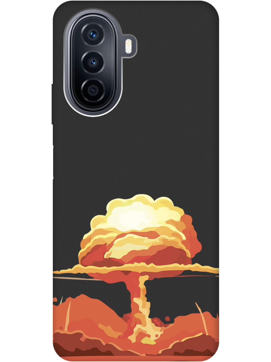 

Чехол на Huawei nova Y70 силиконовый матовый Soft Touch с принтом "Boom", Черный;красный, 20000924